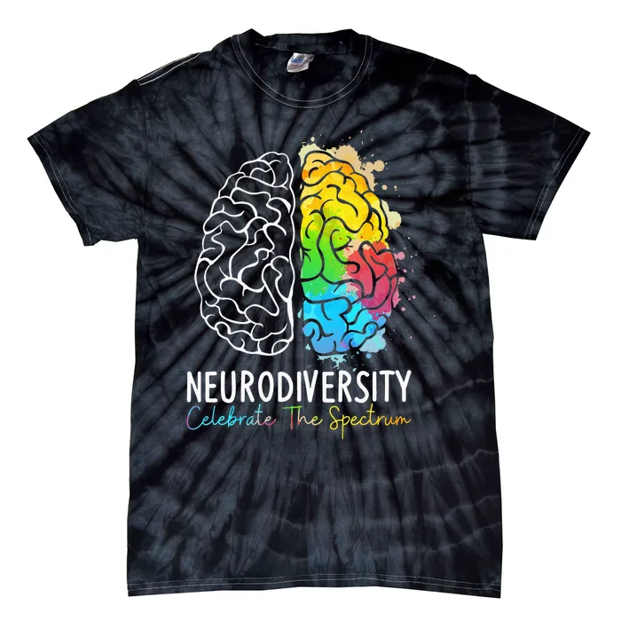 Neurodiversity - Autism Spectrum ASD ADHD Rainbow Brain Tie-Dye T-Shirt