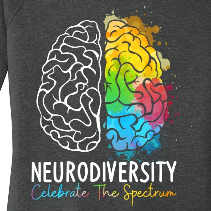 Neurodiversity Autism Spectrum ASD ADHD Rainbow Brain Women's Perfect Tri Tunic Long Sleeve Shirt