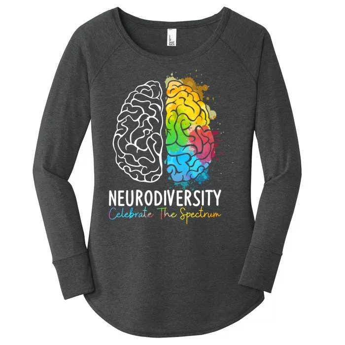 Neurodiversity Autism Spectrum ASD ADHD Rainbow Brain Women's Perfect Tri Tunic Long Sleeve Shirt