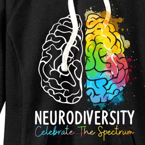 Neurodiversity Autism Spectrum ASD ADHD Rainbow Brain Women's Fleece Hoodie