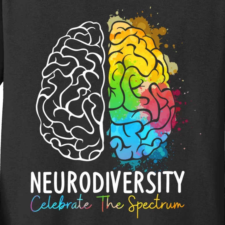 Neurodiversity Autism Spectrum ASD ADHD Rainbow Brain Kids Long Sleeve Shirt