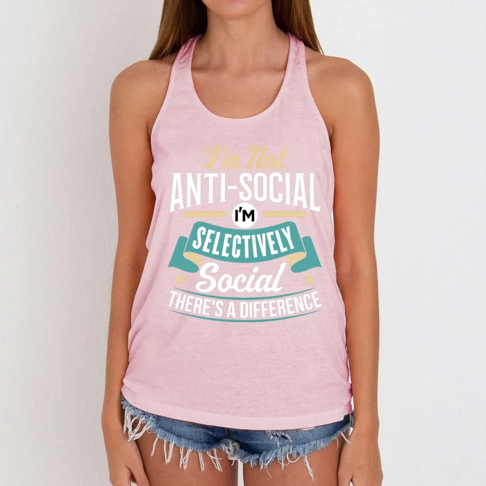 Not Antisocial, Sarcastic Humor, Sarcasm Women's Knotted Racerback Tank