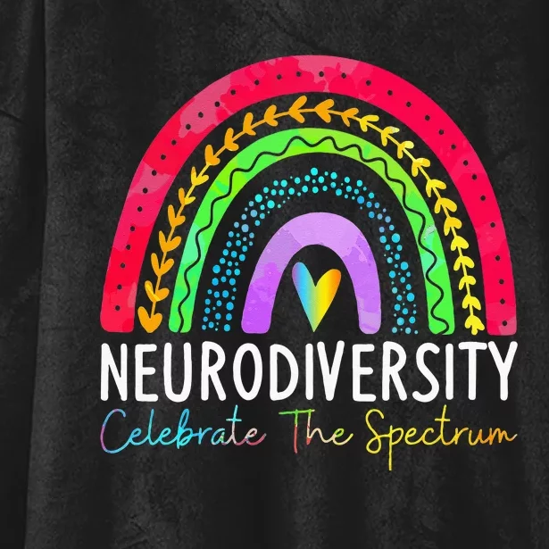 Neurodiversity Autism Spectrum ASD ADHD Rainbow Boho Hooded Wearable Blanket