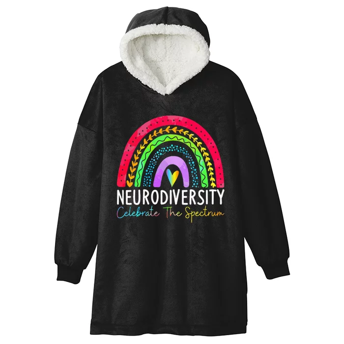 Neurodiversity Autism Spectrum ASD ADHD Rainbow Boho Hooded Wearable Blanket