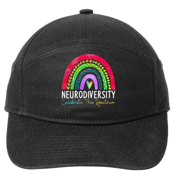 Neurodiversity Autism Spectrum ASD ADHD Rainbow Boho 7-Panel Snapback Hat