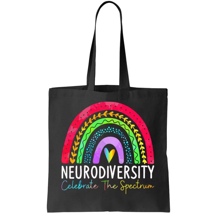 Neurodiversity Autism Spectrum ASD ADHD Rainbow Boho Tote Bag