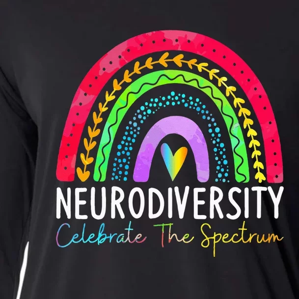 Neurodiversity Autism Spectrum ASD ADHD Rainbow Boho Cooling Performance Long Sleeve Crew