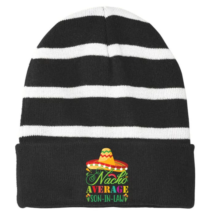 Nacho Average Son In Law Striped Beanie with Solid Band