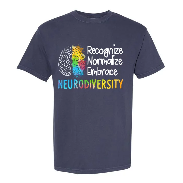 Neurodiversity Autism Spectrum Asd Adhd Rainbow Brain Gift Garment-Dyed Heavyweight T-Shirt