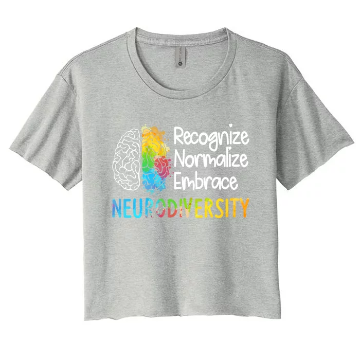 Neurodiversity Autism Spectrum Asd Adhd Rainbow Brain Gift Women's Crop Top Tee