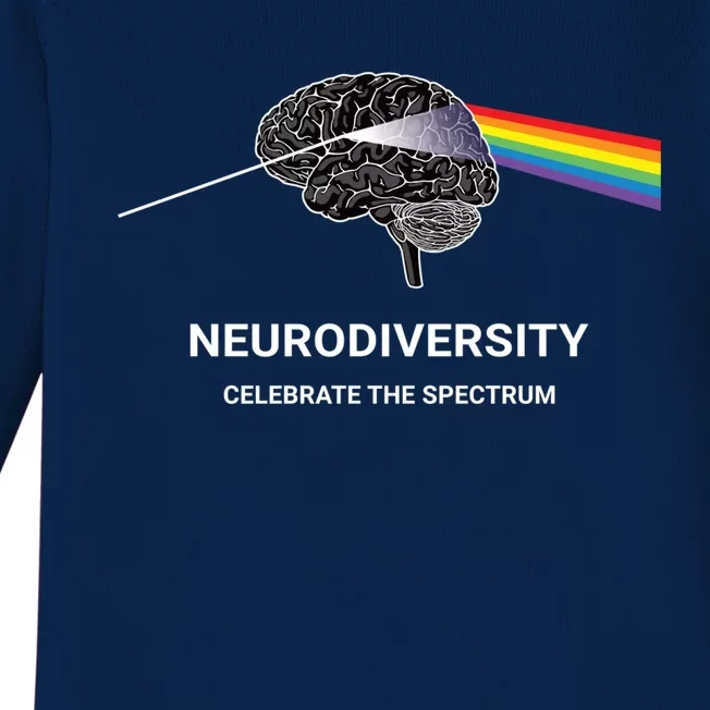 Neurodiversity Autism Spectrum Asd Adhd Rainbow Brain Gift Baby Long Sleeve Bodysuit