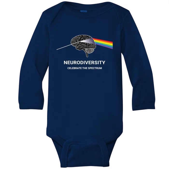 Neurodiversity Autism Spectrum Asd Adhd Rainbow Brain Gift Baby Long Sleeve Bodysuit