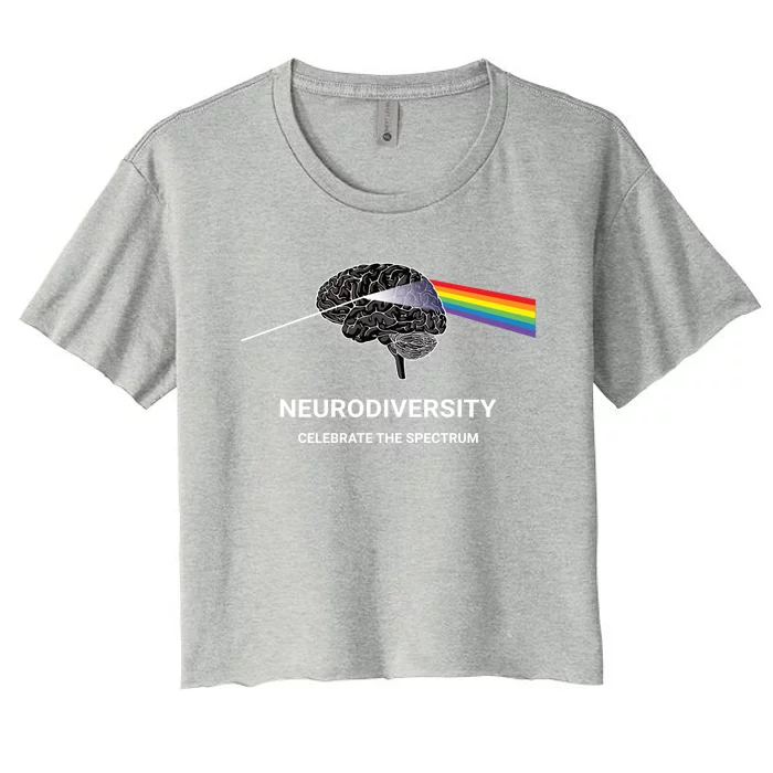 Neurodiversity Autism Spectrum Asd Adhd Rainbow Brain Gift Women's Crop Top Tee