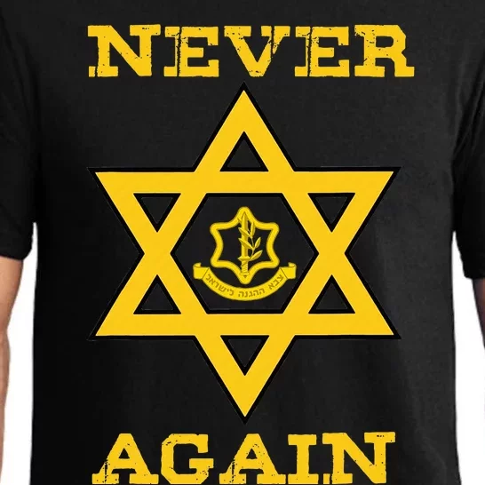 Never Again Support Israel Jewish Star Of David Idf Logo Pajama Set