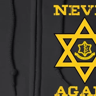 Never Again Support Israel Jewish Star Of David Idf Logo Full Zip Hoodie