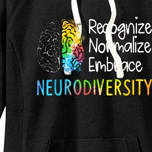 Neurodiversity Autism Spectrum Asd Adhd Rainbow Brain Women's Fleece Hoodie