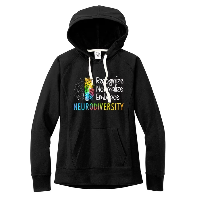 Neurodiversity Autism Spectrum Asd Adhd Rainbow Brain Women's Fleece Hoodie