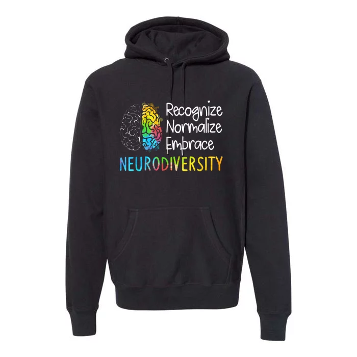 Neurodiversity Autism Spectrum Asd Adhd Rainbow Brain Premium Hoodie