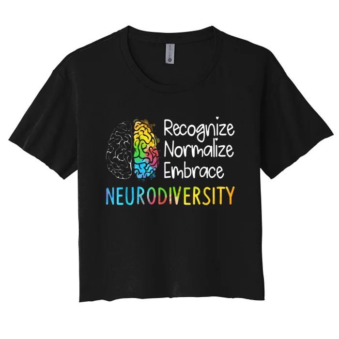 Neurodiversity Autism Spectrum Asd Adhd Rainbow Brain Women's Crop Top Tee