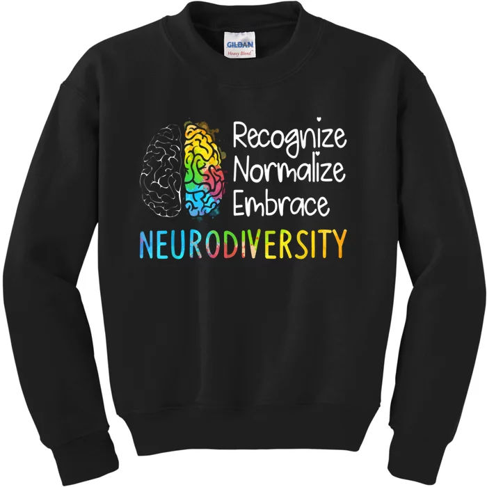 Neurodiversity Autism Spectrum Asd Adhd Rainbow Brain Kids Sweatshirt