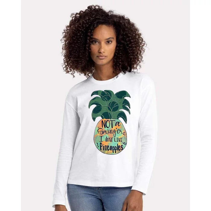 Not A Swinger I Just Like Pineapples Womens Cotton Relaxed Long Sleeve T-Shirt