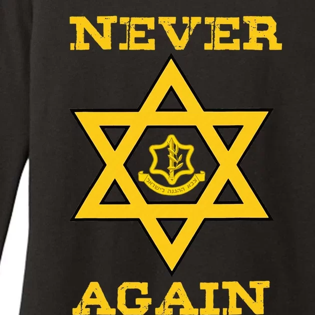 Never Again Support Israel Jewish Star Of David Idf Logo Womens CVC Long Sleeve Shirt