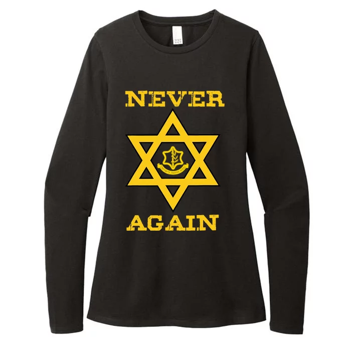 Never Again Support Israel Jewish Star Of David Idf Logo Womens CVC Long Sleeve Shirt