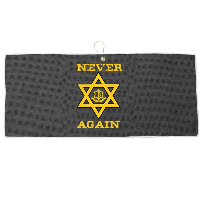 Never Again Support Israel Jewish Star Of David Idf Logo Large Microfiber Waffle Golf Towel