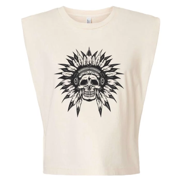 Native American Skull Garment-Dyed Women's Muscle Tee