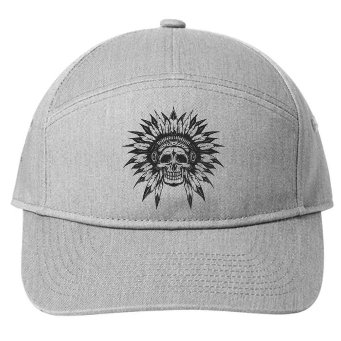 Native American Skull 7-Panel Snapback Hat