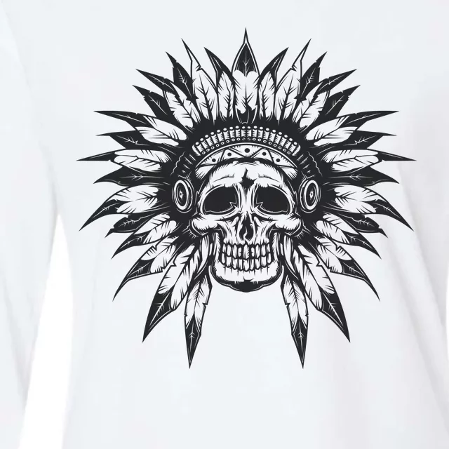 Native American Skull Womens Cotton Relaxed Long Sleeve T-Shirt