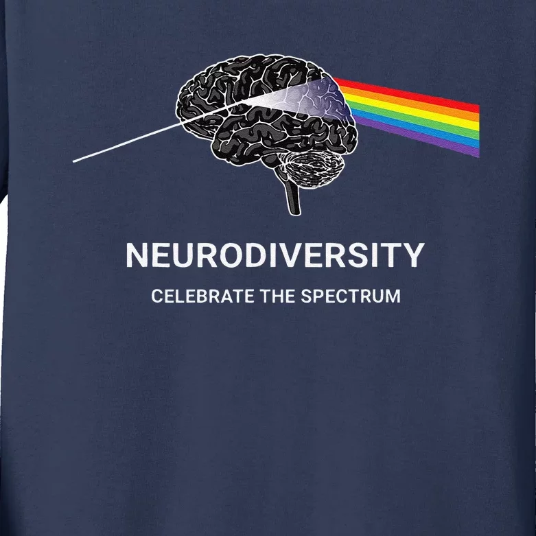 Neurodiversity Autism Spectrum ASD ADHD Rainbow Brain Kids Long Sleeve Shirt