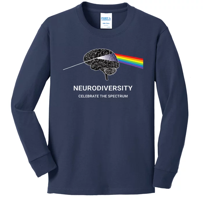 Neurodiversity Autism Spectrum ASD ADHD Rainbow Brain Kids Long Sleeve Shirt