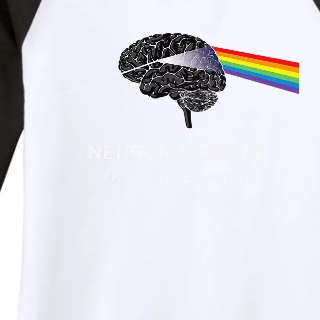 Neurodiversity Autism Spectrum ASD ADHD Rainbow Brain Women's Tri-Blend 3/4-Sleeve Raglan Shirt