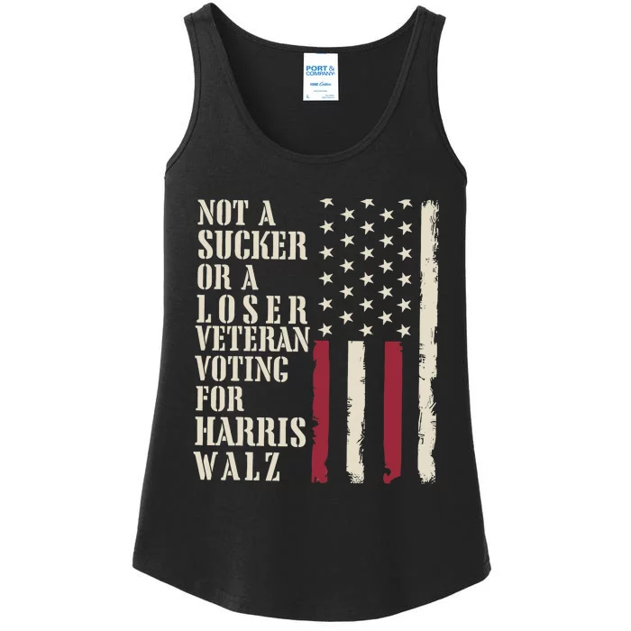 Not A Sucker Or A Loser Veterans Voting For Harris Walz 2024 Ladies Essential Tank