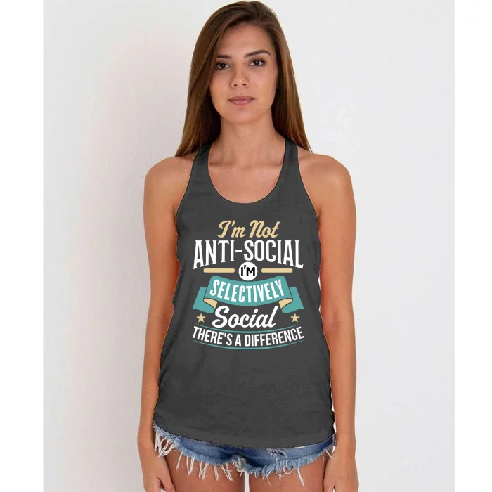 Not Antisocial, Sarcastic Humor, Sarcasm Women's Knotted Racerback Tank