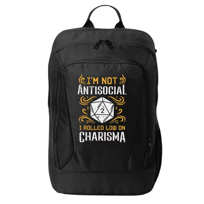 Not Anti Social Low Charisma Funny Rpg Gamer City Backpack