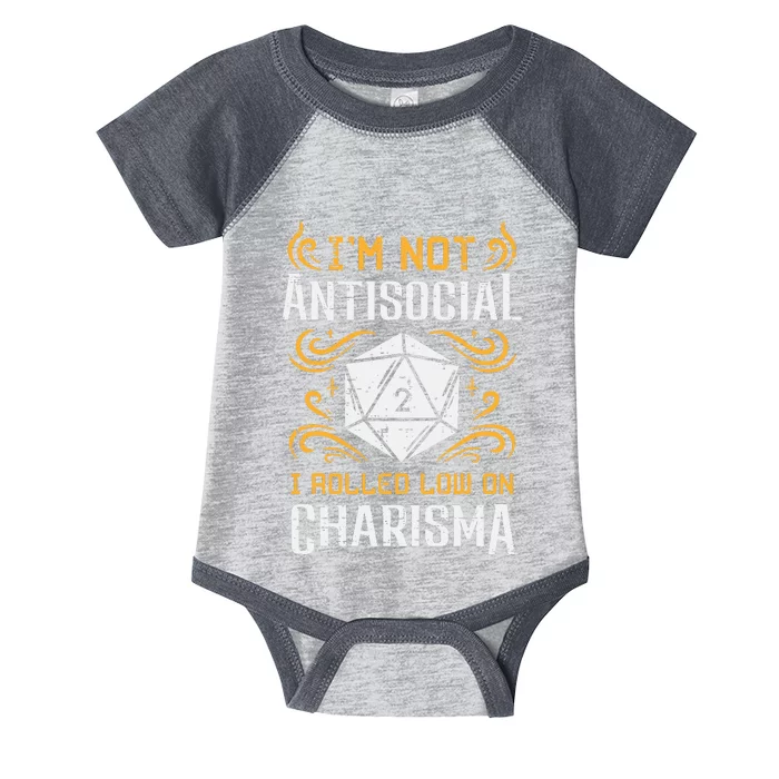 Not Anti Social Low Charisma Funny Rpg Gamer Infant Baby Jersey Bodysuit