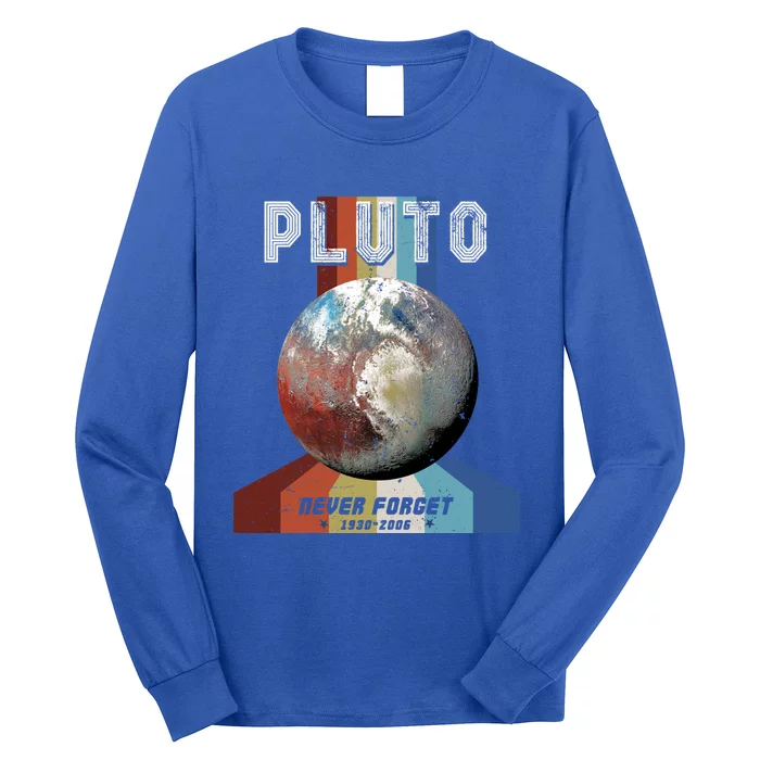 Nerdy Astronomy Space Science Vintage Never Forget Pluto Gift Long Sleeve Shirt