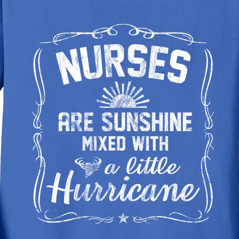 Nurses Are Sunshine Mixed With A Little Hurricane Gift Kids Long Sleeve Shirt