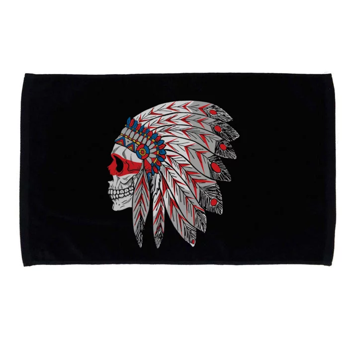 Native American Skull Feathers Microfiber Hand Towel