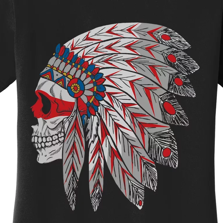 Native American Skull Feathers Women's T-Shirt