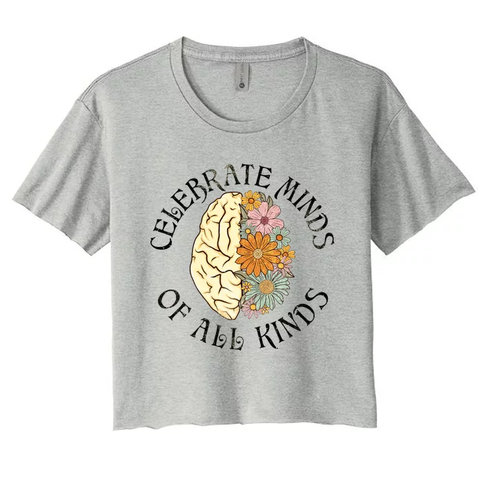 Neurodiversity Autism Spectrum ASD ADHD Rainbow Brain Women's Crop Top Tee