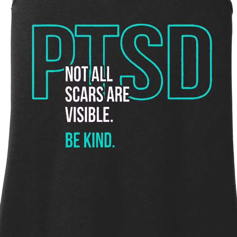 Not All Scars Are Visible. Be Kind. PTSD Awareness Month Ladies Essential Tank