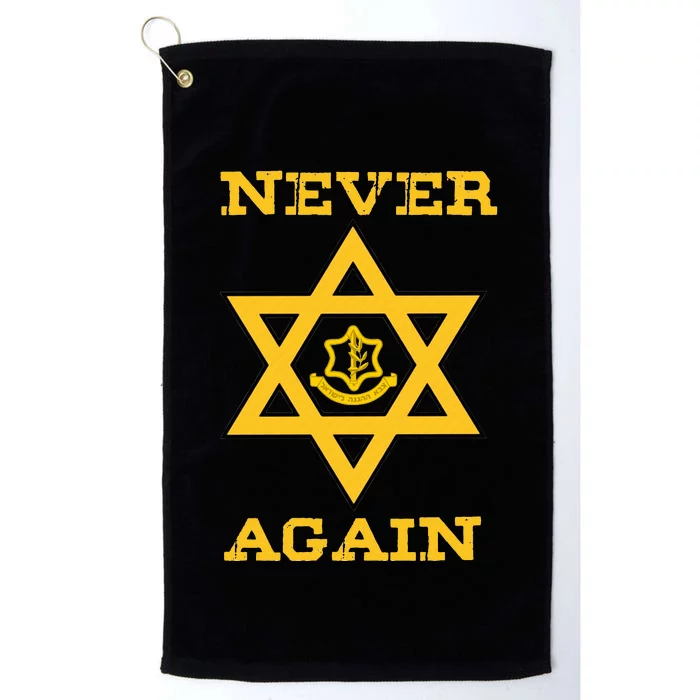 Never Again Support Israel Jewish Star Of David Idf Logo Platinum Collection Golf Towel