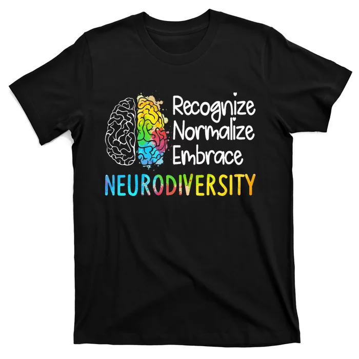 Neurodiversity Autism Spectrum ASD ADHD Rainbow Brain T-Shirt