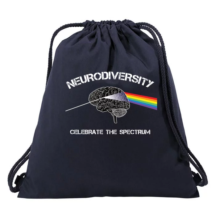 Neurodiversity Autism Spectrum Asd Adhd Rainbow Brain Gift Drawstring Bag