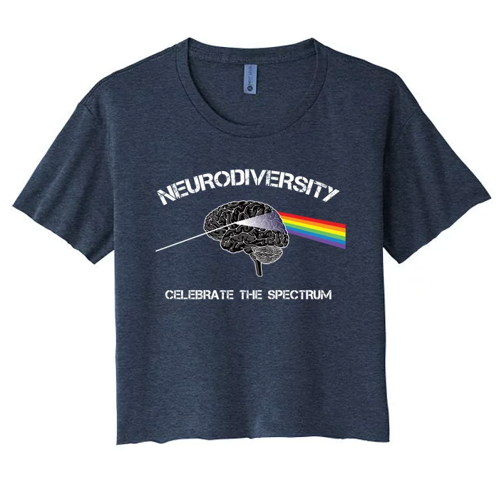 Neurodiversity Autism Spectrum Asd Adhd Rainbow Brain Gift Women's Crop Top Tee