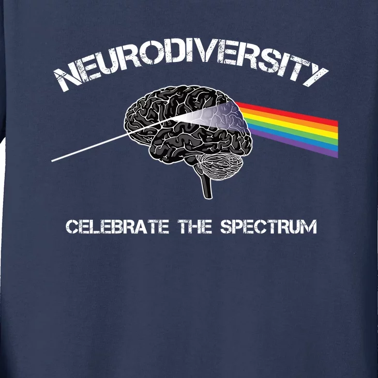 Neurodiversity Autism Spectrum Asd Adhd Rainbow Brain Gift Kids Long Sleeve Shirt