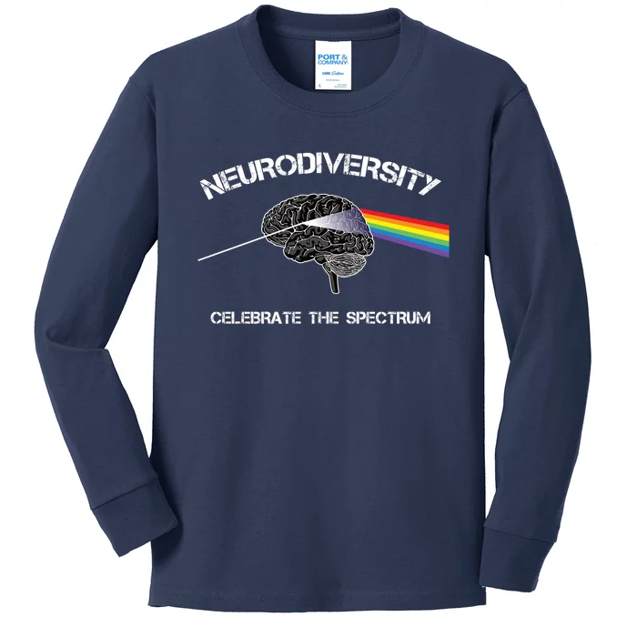 Neurodiversity Autism Spectrum Asd Adhd Rainbow Brain Gift Kids Long Sleeve Shirt